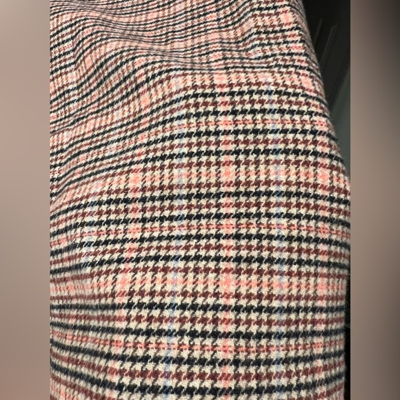 Talbots Plaid Check Wool Blend Skirt Size 8 Red Beige Mini A Line Lined Career - Picture 2 of 7